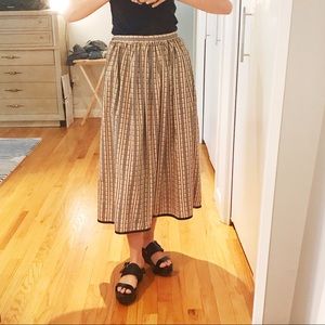Vintage Korean Silk Midi Skirt Size XS Plaid